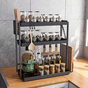 WIREKING hot sell stainless steel new design 3 tier kitchen storage organizer kitchen supplies metal jar rack set