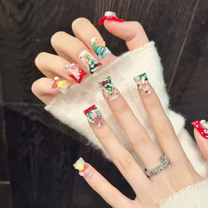 <span class=keywords><strong>Uñas</strong></span> postizas rojas de Navidad al por mayor, diseño de pato, reno 3D y lazo francés, 10 unidades, hechas a mano, con embalaje personalizado, efecto brillante - Product Image 6