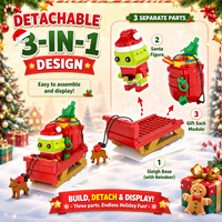 Ensemble de blocs de construction de Noël 425 pièces, motif traîneau vert avec rennes, jouet de construction pour enfants, idéal pour cadeau, décoration et vente en gros