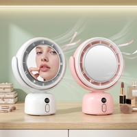 Ventilateur de bureau oscillant portable, silencieux, avec lumière de maquillage LED rechargeable par USB, 5 niveaux de luminosité réglables, personnalisable en usine