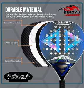 Raquette de padel de <span class=keywords><strong>tennis</strong></span> Qingyu, dernière technologie, système anti-vibration professionnel, haute qualité, carbone 18K personnalisé, EVA souple, diamant - Product Image 2