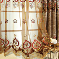Rideaux de broderie de luxe de haute qualité à motif complet, industrie lourde Polyester fenêtre occultante bas Lustre tissu de velours/