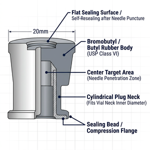 Bouchon en caoutchouc butyle de qualité médicale haute pureté pour flacons pharmaceutiques de 13 mm/20 mm - Product Image 3