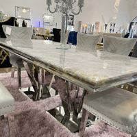 Xuanzhen Ensemble de Table à Manger Moderne Mobilier de Salle à Manger Très Vendu Table à Dîner en Acier Inoxydable 6 Chaises Table à Manger en Marbre