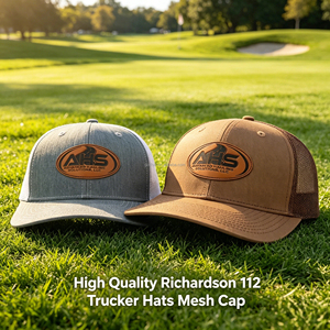 Casquette Trucker Personnalisée 112 en Coton/Polyester avec Logo en Cuir, 6 Panneaux, Ajustable, Unisexe, Haute Qualité - Product Image 1