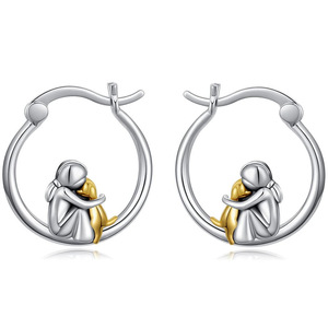 Orecchini a Cerchio Smaltati a Forma di Cane Carino per Donne, Gioielli alla Moda e Trendy - Product Image 1