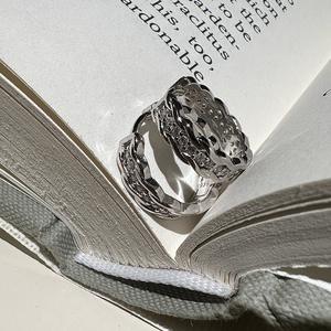 Anneaux de mode en argent sterling S925, élégants, micro-sertis français, luxe léger, design simple et élégant, torsades de beignets frits - Product Image 5