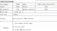 Bouteille de vin en verre vide personnalisée de 700 ml, bouteille de vodka, gin, rhum, alcool, whisky, bouteille de liqueur en verre