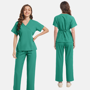 Lengan pendek kostum dokter scrub bedah Set hewan peliharaan klinik pakaian kerja pakaian S-2XL kedokteran gigi seragam perawat setelan Medis wanita - Product Image 2