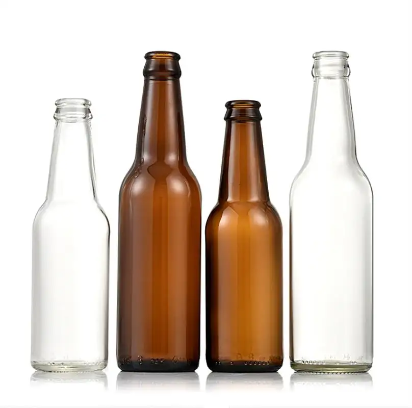 Produttori all'ingrosso di bottiglie di birra di vetro fornitore della cina bottiglia 330ml per il vino imballaggio bottiglia vuota trasparenza