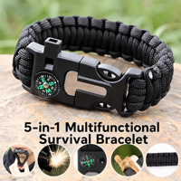 Gelang Paracord Multifungsi 5-in-1 Pemantik Api Kompas Peluit Perlengkapan Darurat untuk Berkemah dan Mendaki Gunung