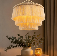 Abat-jour en macramé bohème, couverture de lampe suspendue tissée nordique, lampe de plafond à franges en coton