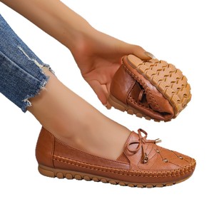 Mocassins Gleibo pour femmes à nœud en strass, chaussures bateau plates à enfiler, confortables, antidérapantes, décontractées, pour le travail, le bureau, le quotidien, en PU et TPR - Product Image 6