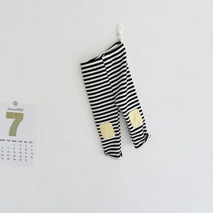 Leggings unisex de algodón con estampado geométrico de otoño <span class=keywords><strong>para</strong></span> niños pequeños, bonitos pantalones a rayas con parche <span class=keywords><strong>para</strong></span> bebé, Moda de Primavera que combina con todo - Product Image 2
