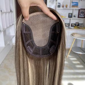 6.5 "x 7" tóc con người cơ sở lụa tóc con người Topper với mở sợi ngang da cơ sở lụa phụ nữ hàng đầu toupee - Product Image 5