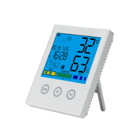 Termometer Higrometer Digital untuk Kamar Bayi dengan Tombol Sentuh, Lampu Malam Pintar, Jam, Monitor Suhu dan Kelembapan, Plastik, untuk Penggunaan di Rumah