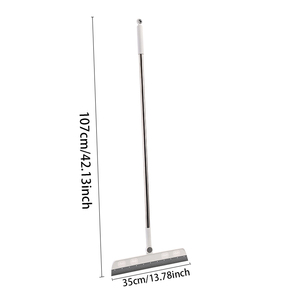 New Household Long Handle Floor <strong>Squeegee</strong> Brushed Steel Window Cleaning Wipers with Soft Fiberglass Brush Easy to <strong>Use</strong> - Product Image 4