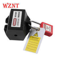 WZNT-NT-P01P Boîtier de verrouillage à clé en polystyrène noir pour prise 110V, certifié CE/ISO, installation facile, sécurité industrielle LOTO