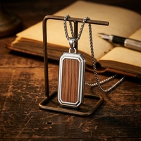 Collier avec pendentif en bois en acier inoxydable 316L personnalisable - Bijoux hypoallergéniques, résistants à la rouille et indéformables