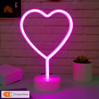 Lampe de table en forme de cœur pour la Saint-Valentin, lumière LED alimentée par piles pour la chambre à coucher, la décoration de mariage, de fête d'anniversaire