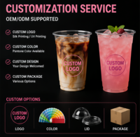 Gobelets jetables en PET pour boissons, 14oz et 16oz, pour thé au lait/café, option logo personnalisé, vente en gros usine