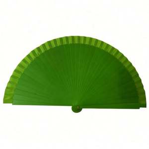 Abanico de mano flamenco español de 8 pulgadas (23cm/27cm) de madera, pintado por ambos lados con puntos negros - Product Image 3