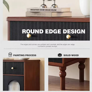 Buffet haut moderne en bois massif – Grande capacité, gain de place, meuble de rangement pour salle à manger et salon, coin mural - Product Image 3