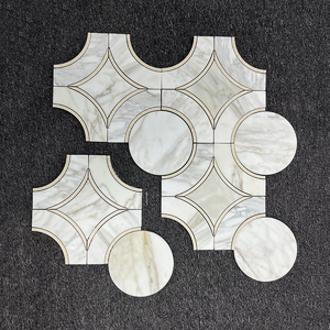 Gạch Khảm Đá Cẩm Thạch Vàng Trắng Tự Nhiên Gạch Khảm Tường Phòng Tắm Nhà Bếp Gạch Lát Nền Gạch Khảm Tia Nước - Product Image 2