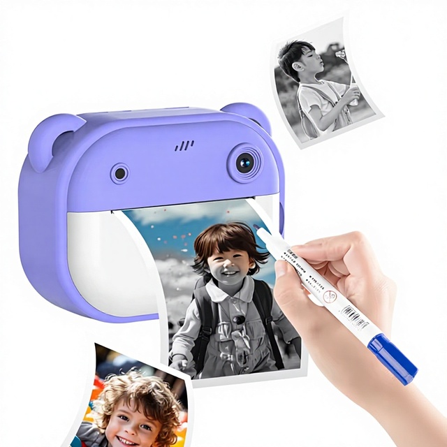 Kids Instant Print Camera 2.4' Screen HD Video 10X Zoom Selfie Printable Camera Children Print Toy Gift with Game