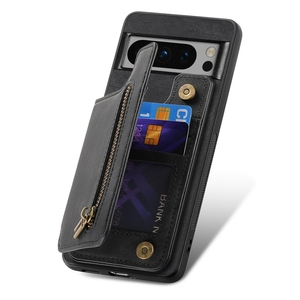 Funda de teléfono con ranuras para tarjetas y cremallera de piel Retro, funda a prueba de golpes para Google Pixel 8/8 <span class=keywords><strong>Pro</strong></span>, para Redmi 13C/Note 14, funda tipo billetera - Product Image 6