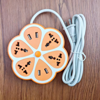 Multiprise anti-surtension 4 prises universelles avec 2 ports USB, prise d'extension créative en forme de fleur de prunier avec protection contre les surtensions
