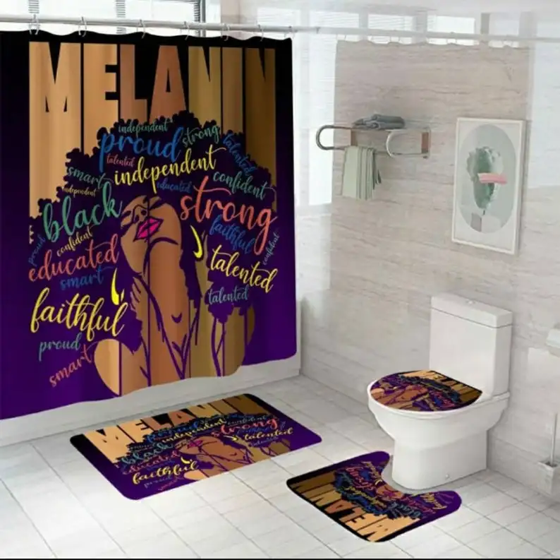 उज्ज्वल Melanated रानी में अमीर जीवंत रंग शावर परदा काले लड़की बाथरूम पर्दा प्लस शावर परदा