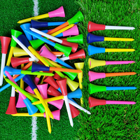 100 Tees de golf en plastique multicolores 83 mm avec coussin en caoutchouc durable, porte-balles de golf, accessoires de golf, logo personnalisable