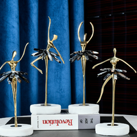 Sculpture de danseuse de ballet en métal de luxe sur base en marbre, art moderne pour la maison, le bureau, l'hôtel, fabrication OEM ODM