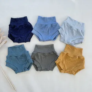 Organic Cotton Baby Bummies Waffle Infant Bummies Customize Baby Bloomers Wholesale Knitted Newborn Shorts Baby Clothes