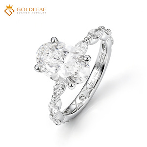 Goldleaf PT950 Platinum 2 Carat D VVS1-VS2 Oval with Marquise Diamond Ring Suitable for <b>Gifting</b>, <b>Memorial</b>, Wedding, Daily Wear - Product Image 1