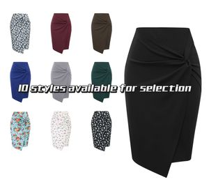 Gonna a matita asimmetrica con nodo a vita alta in poliestere da donna, elegante e lusinghiero, perfetta per feste in ufficio - Product Image 3