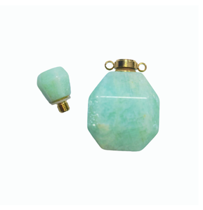 Pendentif diffuseur d'huiles essentielles rechargeable en pierre d'aventurine verte naturelle, vente en gros OEM d'usine, bijou flacon de parfum en cristal - Product Image 6