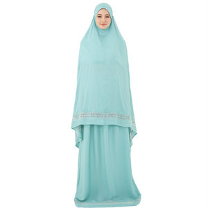 SIPO – Robe longue Abaya à col rond pour femme, tenue islamique imprimée avec fermeture éclair, pour prière et voyage - Product Image 1