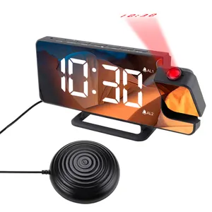 Led Time Display Projectie En Snooze Functie Met Auto Fotogevoelige Trillende Wekker Voor Zware Dwarsliggers