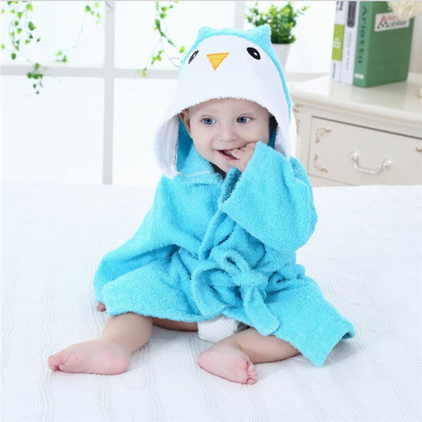 Wholesale 100% Organic Cotton Baby Towel With Hood Grey Elephant Embroidery  Hooded Kids Bath Towels Bathrobe