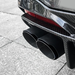 Embout d'échappement arrière en fibre de carbone véritable Y double brillant haute performance avec <span class=keywords><strong>logo</strong></span> - Product Image 3