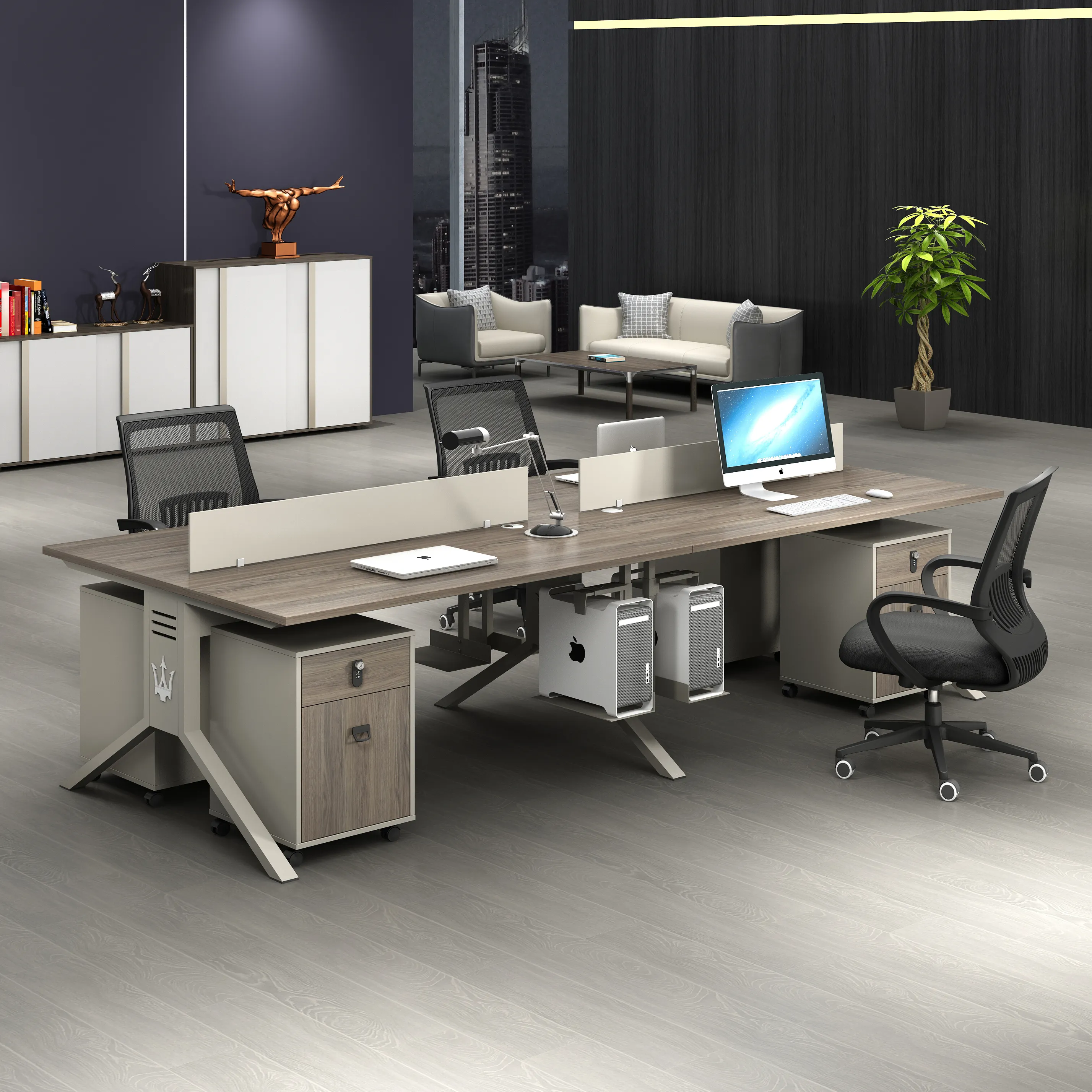 Combinaison de bureau et chaise pour le personnel, mobilier de bureau moderne et modulaire pour le personnel, poste de travail, Partition, ordinateur, bureau