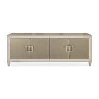 Support TV de luxe en bois massif Console murale réglable Verre miroir en cristal écrasé pour meuble TV Home Media Mogul