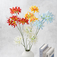 Fleur artificielle en soie de lys araignée à 3 têtes, nouveau style chinois, décoration douce pour cour, accessoire de photographie de style ancien, mariage, fête
