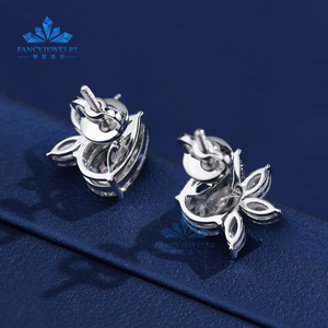 Nueva llegada joyería fina de lujo para mujer tornillo tachuelas pendiente 1CT VS1 corte de pera corte Marquesa 14K 18K oro laboratorio cultivado pendientes de diamantes - Product Image 6