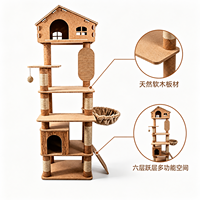 Arbre à chat multifonctionnel moderne et durable en liège naturel à 6 niveaux, grand complexe pour chat avec poteaux à gratter en sisal