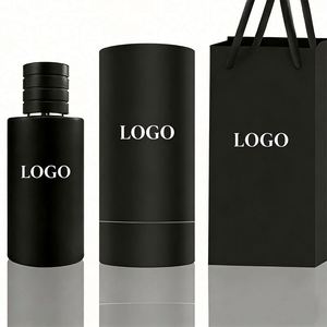 Custom Magnetic Cap Clear Glass Perfume Bottle 30ml 50ml 100ml Empty with Black Cylindrical <b>Gift</b> <b>Box</b> Packaging - Product Image 1