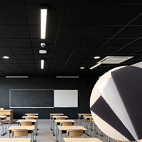 Panel Plafon Akustik Hitam 600x600 Serat Mineral, Anti Api, Peredam Suara untuk Ruang Kelas Sekolah