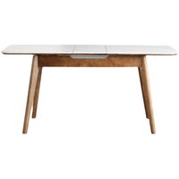 Nordischer Holz-Esstisch mit Quarzstein-Platte, Ausziehbar und Maßgefertigt; Modernes Minimalistisches Rechteckiges Klappbares Ausziehbares Esszimmer-Set für